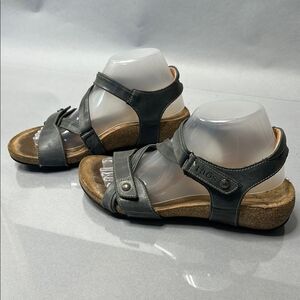 Taos Trulie Sandals | Gray Leather Comfort Sandals | Size 10-10.5 (EU 41) A-1755